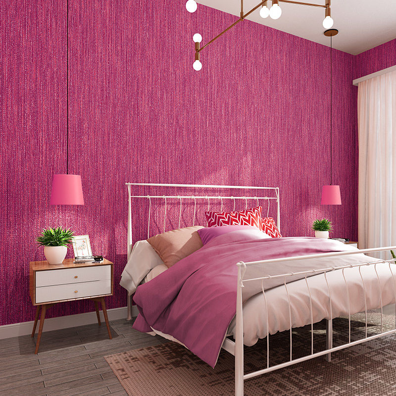 Beauty Makeup Wallpaper - Japanese 3D Linen Striped Wallpaper Red
