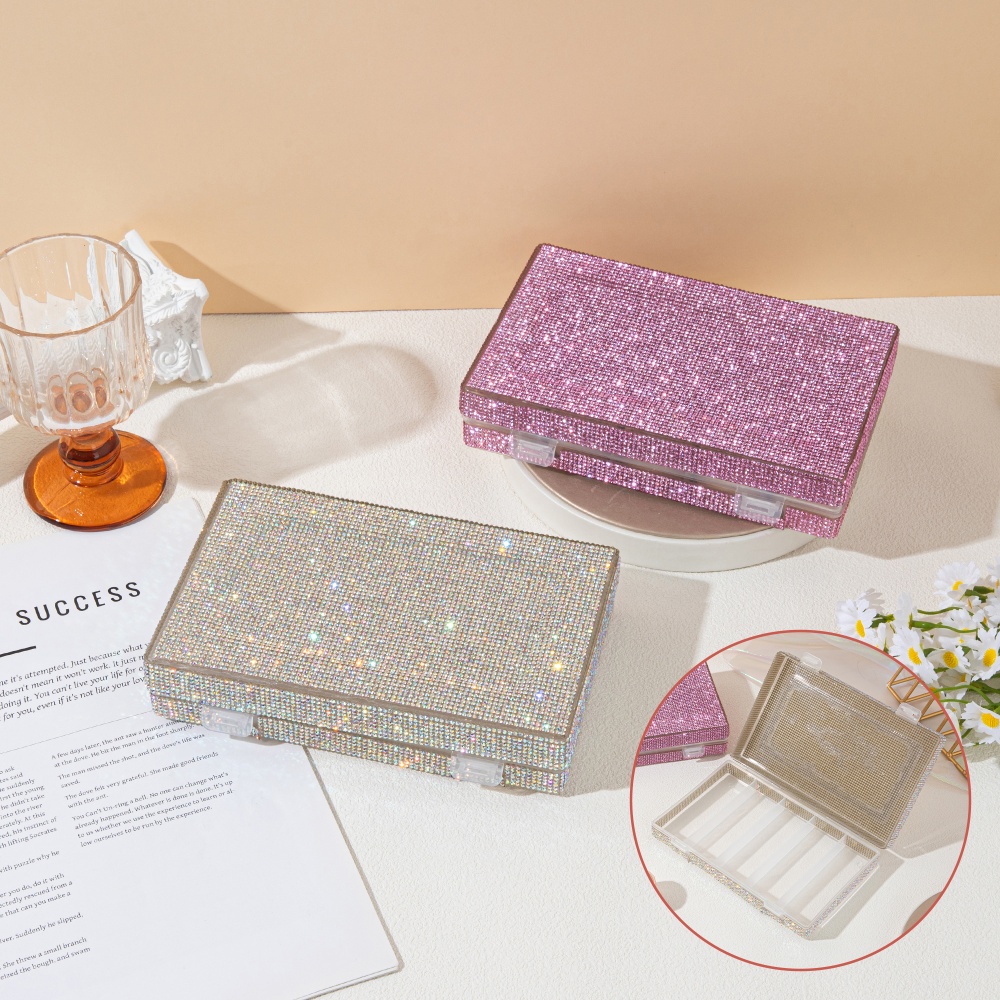 Luxury Shiny Rhinestone Storag - Beauty Makeup Box 评论和价格