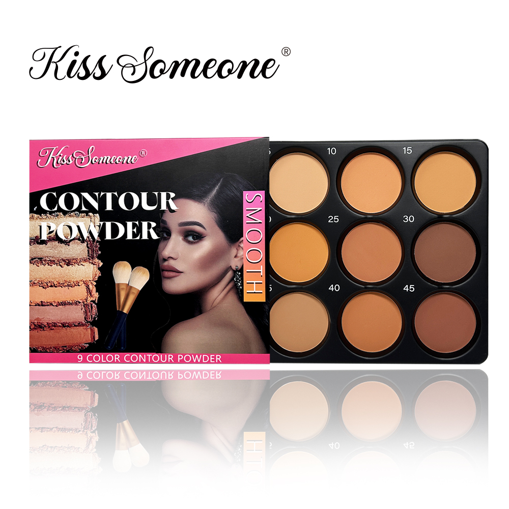 9 Color Powder Contour Palette - Highlighter Bronzer Palette 评论和价格