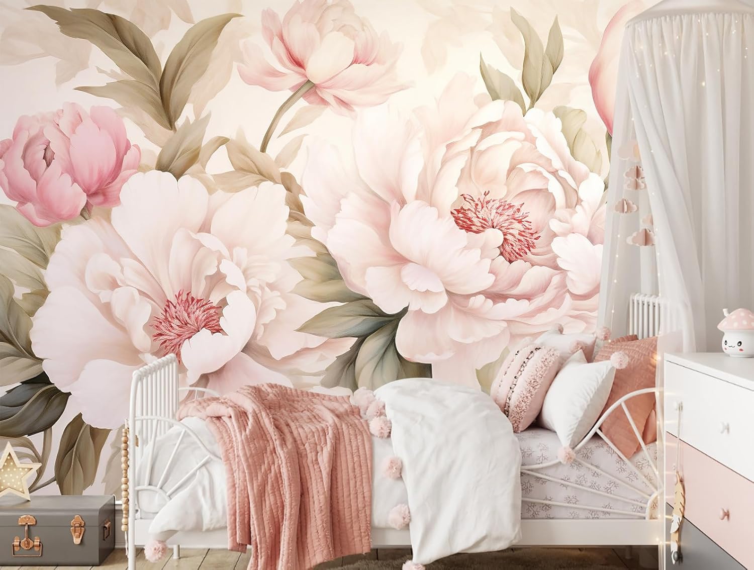 Elegant Peony Floral Mural Wal - Beauty Makeup Wallpaper 评论和价格