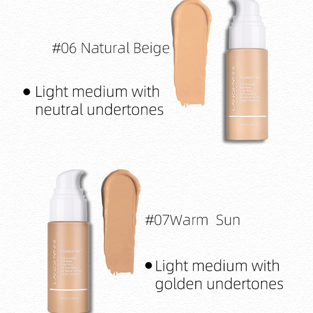 Langmanni Matte Foundation Ful - Concealer Full Coverage 评论和价格